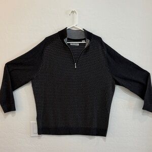 Tommy Bahama Black and Gray Zip-Up Sweater